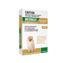 Load image into Gallery viewer, NEOMAX Allwormer Tablets for small dogs &amp; puppies  (2 Tablets)